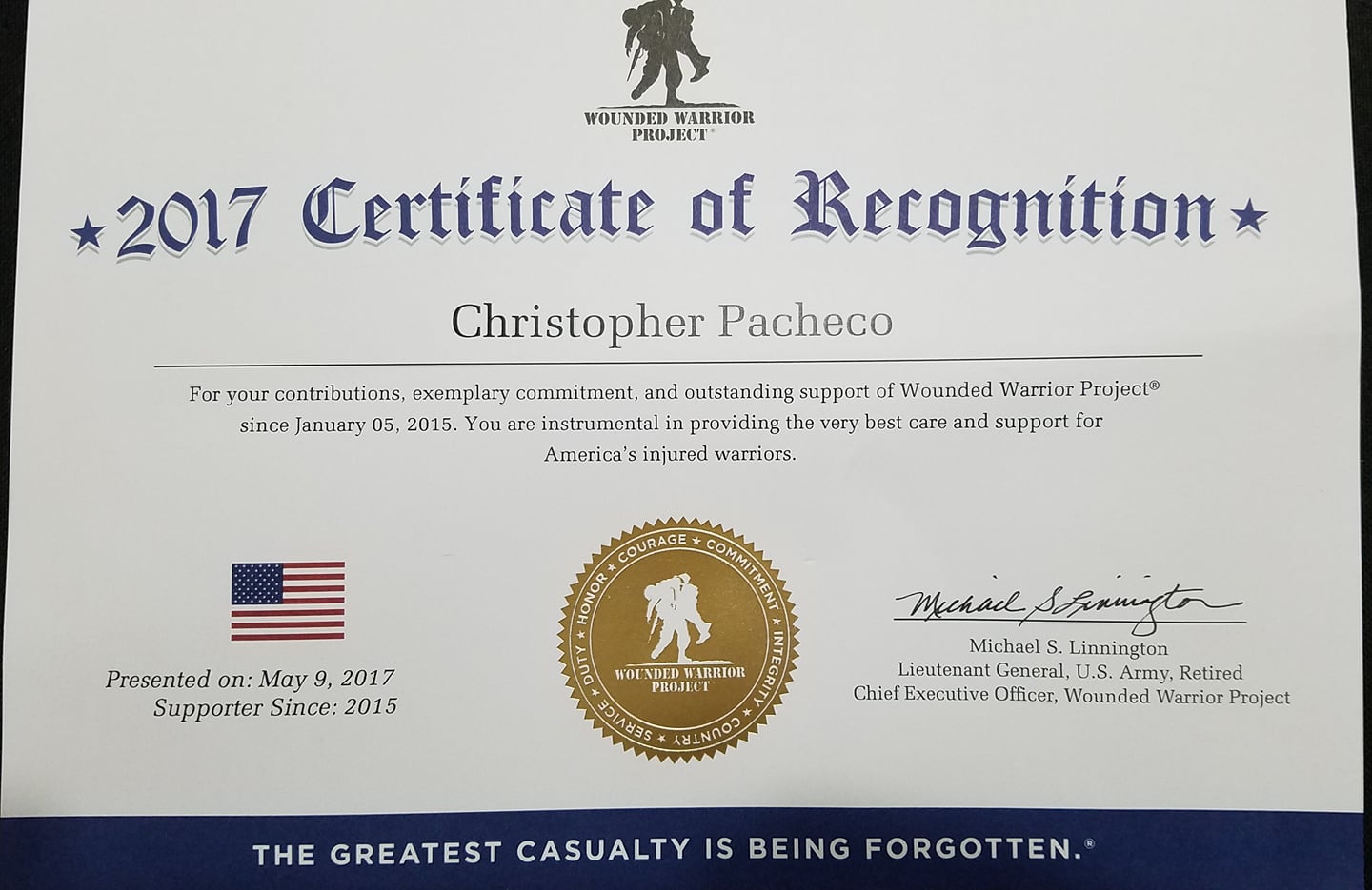 WWP Certification of Recognition